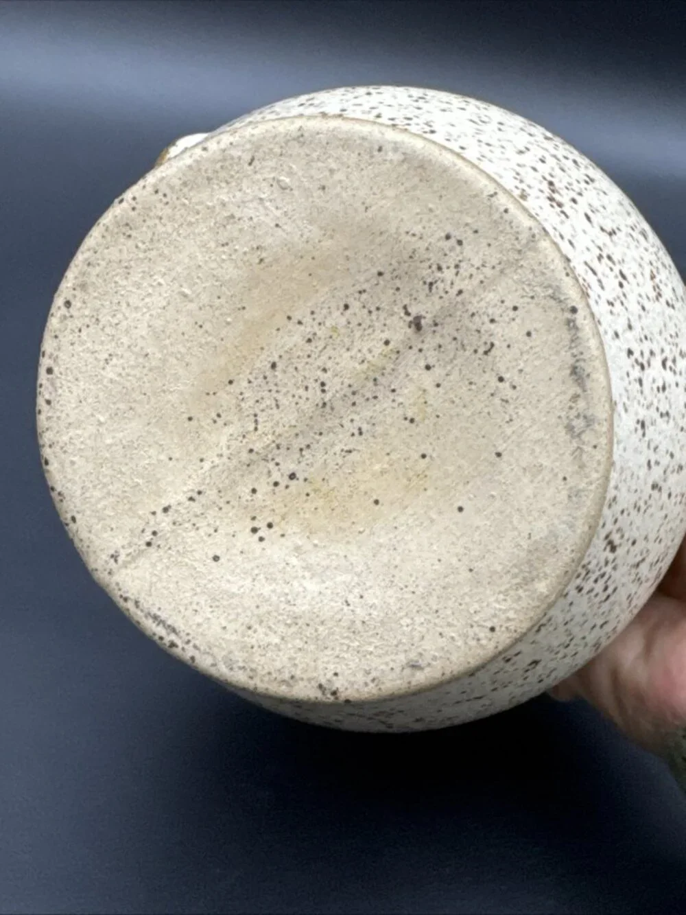 Studio Pottery Speckled Moon Face Style Vase Planter Unsigned Female Eyelash